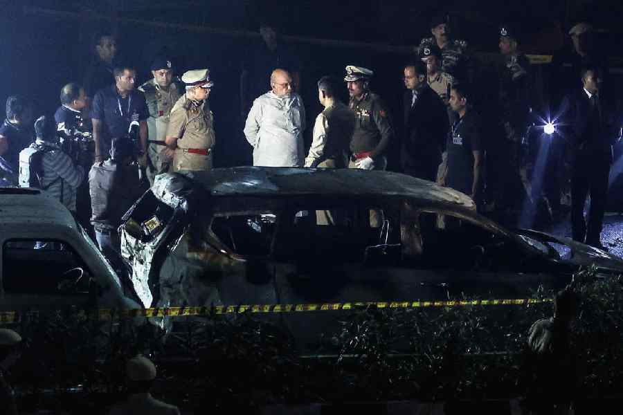 Home Minister of India Amit Shah visits the site of an explosion in the old quarters of Delhi, India, November 10, 2025