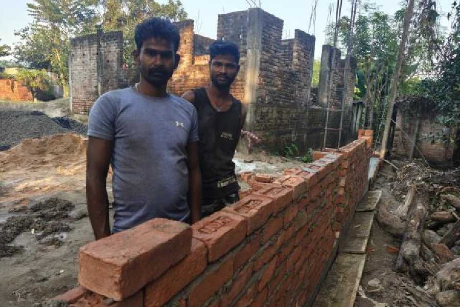 Aggrieved voter Jitendra Yadav (left) at Bhimnagar in Supaul on Monday