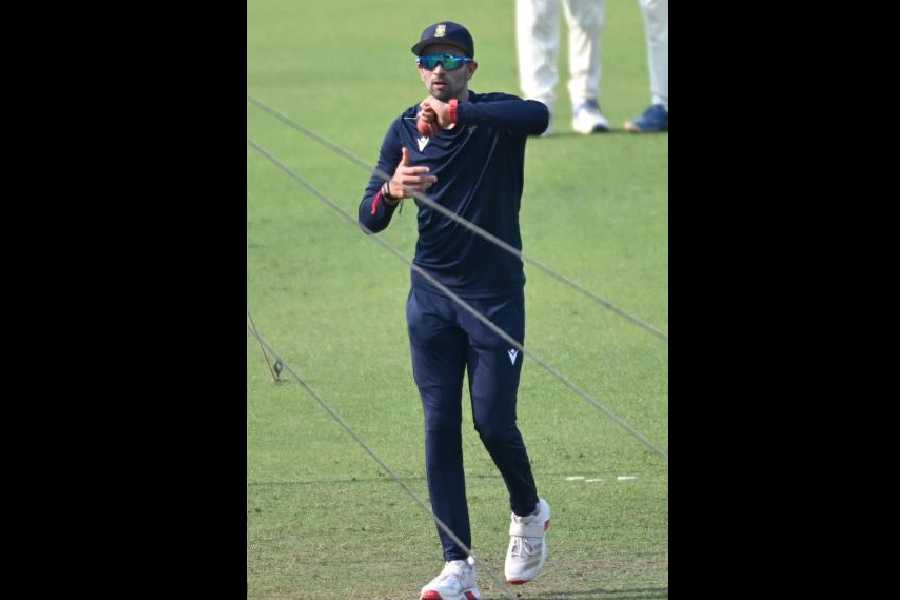 Keshav Maharaj at South Africa’s practice session on Tuesday.