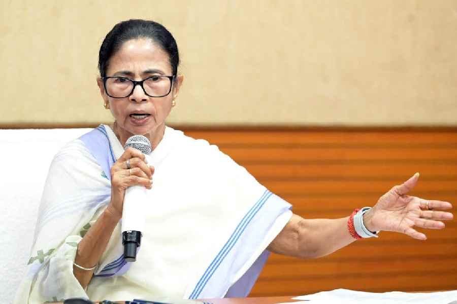 Chief minister Mamata Banerjee addresses the media in Siliguri on Monday. 