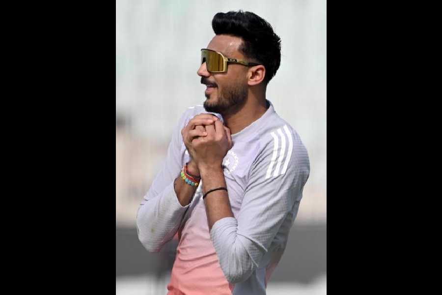 Axar Patel at the Eden on Wednesday.