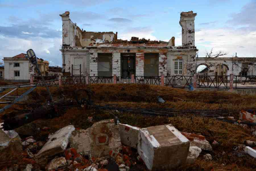 The damaged St Elizabeth Parish Court in the aftermath of Hurricane Melissa in Black River, Jamaica, on November 5. (Reuters)