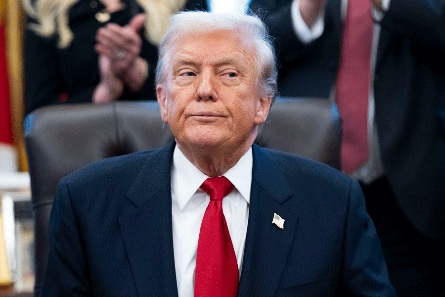 President Donald Trump speaks to reporters at the White House in Washington, on Monday, Nov. 10, 2025.