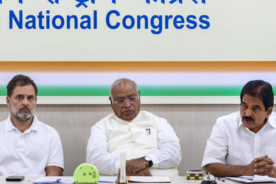 Mallikarjun Kharge, Rahul Gandhi and K.C. Venugopal