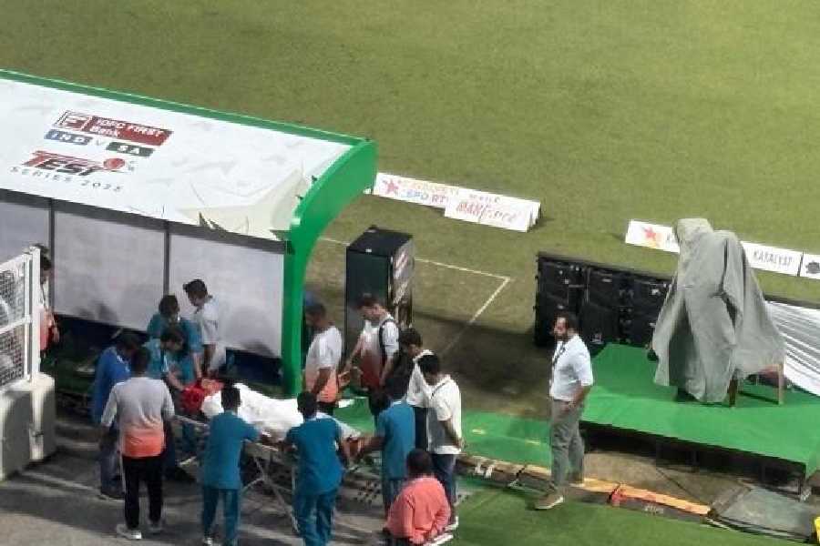 Captain Shubman Gillbeing stretchered out of the Eden, to hospital on Saturday.