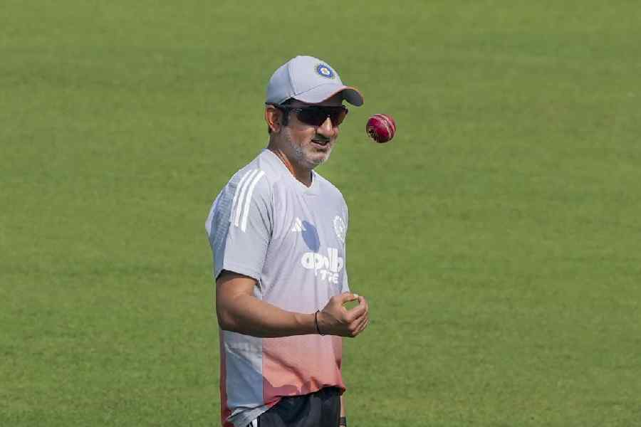 India's head coach Gautam Gambhir during a training session on the eve of the first Test cricket match between India and South Africa, at Eden Gardens in Kolkata, Thursday, Nov. 13, 2025.