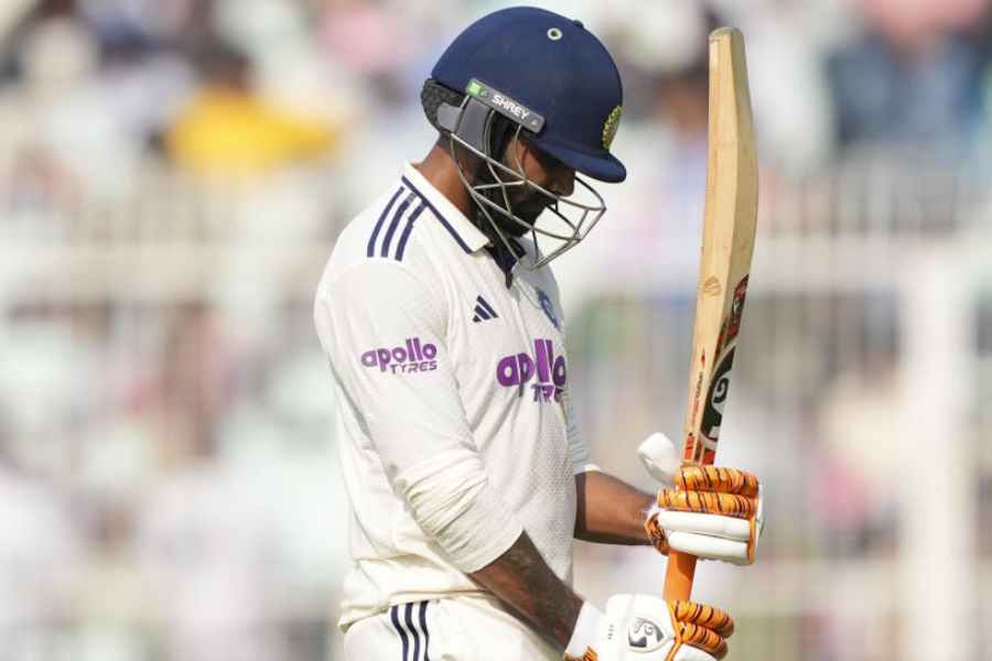 A dejected Ravindra Jadeja walks back after being dismissed for 18