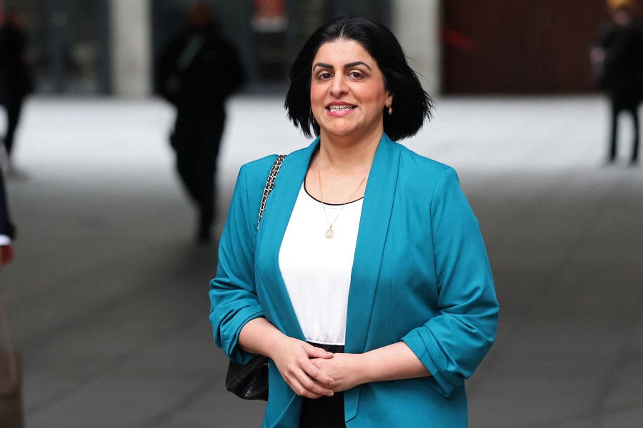 British Home Secretary Shabana Mahmood leaves BBC Broadcasting House, following a television interview ahead of the publication of the new Asylum Policy Statement, in London, Britain, November 16, 2025.