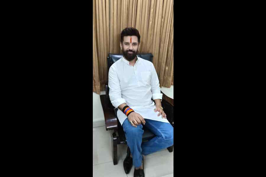 Chirag Paswan in Patna on Sunday. Picture by JP Yadav