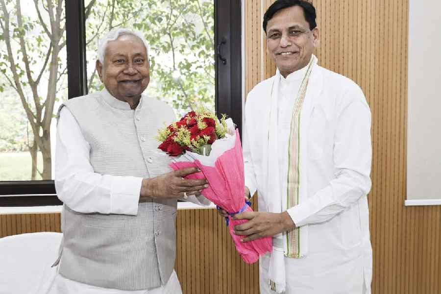 Nitish Kumar in Patna on Sunday.