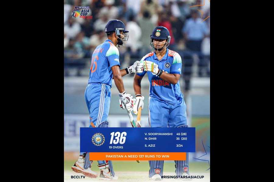 The efforts of Vaibhab Suryavanshi with Naman Dhir (picture left) were not enough as Pakistan Shaheens’ Maaz Sadaqat put up an all-round display to help his team thrash India A, in Doha on Sunday.