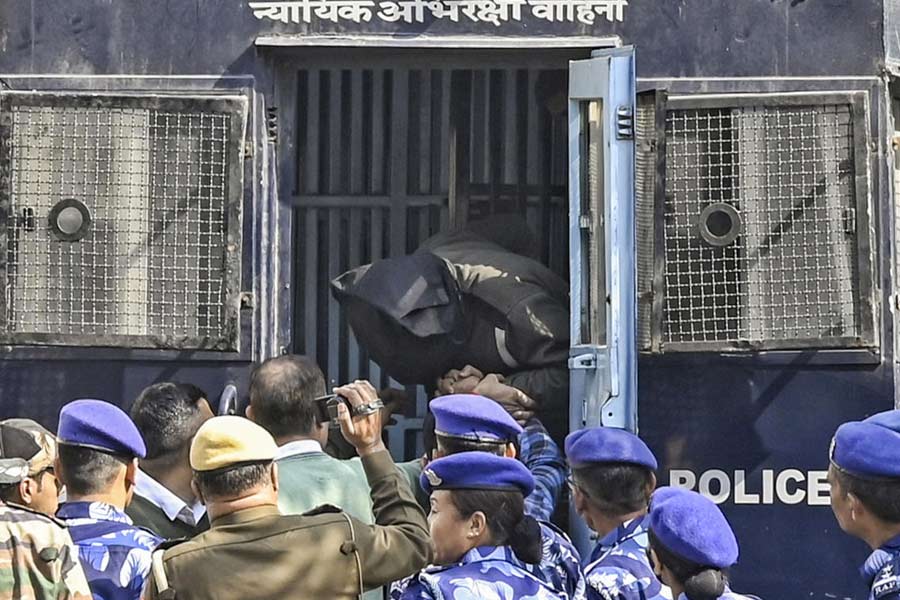 Accused Amir Rashid Ali, in whose name the car involved in the blast near the Red Fort was registered, being brought to Patiala House Court in New Delhi, Monday, Nov. 17, 2025.