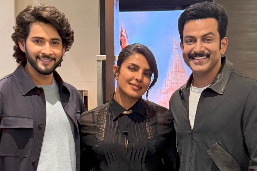 Priyanka Chopra with Mahesh Babu and Prithviraj Sukumaran
