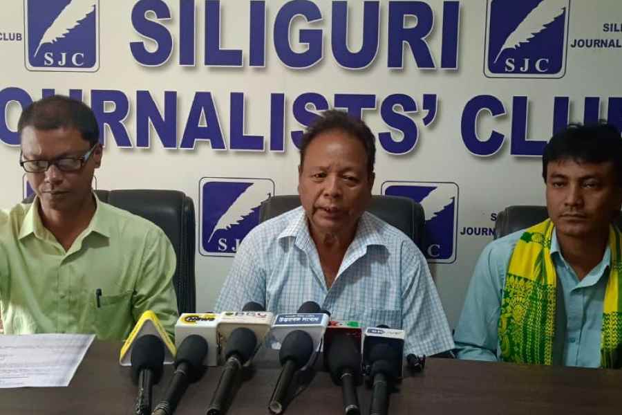 KPP leaders address the press conference in Siliguri on Tuesday.