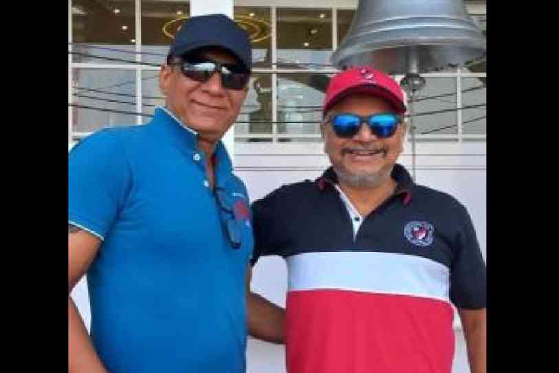 Debanjan Chakrabarti (right) with a friend at Eden Gardens on Day One of the India Vs South Africa Test match 