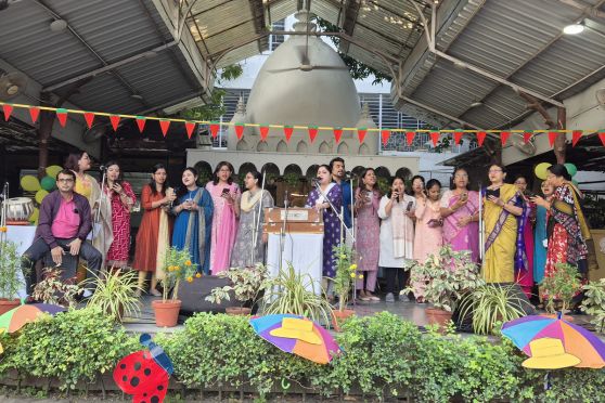 Teachers delighted students with energetic musical and dance performances, humorous skits, and a charming presentation by B.Ed trainees. The highlight was the “Teachers on Holiday” fashion show with the Principal as the showstopper. Goodies distributed by the school and an alumna added warmth to the celebration.