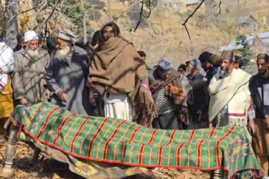 The body of Delhi blast victim Bilal Ahmad Sagoo before the funeral in Ganderbal on Wednesday. 