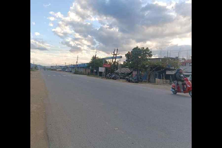 A deserted road in Manipur on Wednesday afternoon