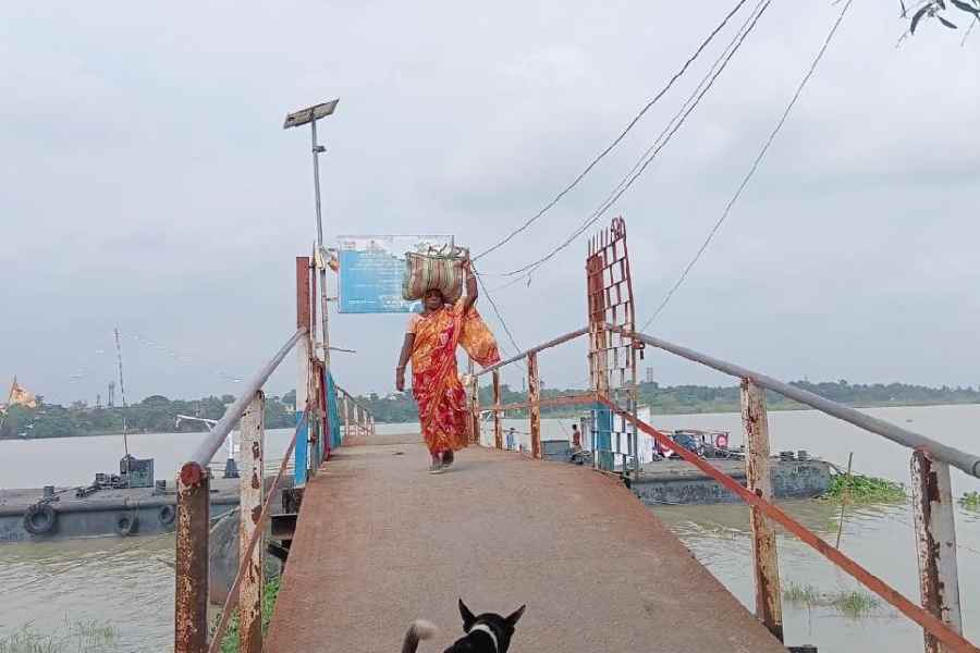 The jetty on the Hooghly from where one can reach the Char Jatrasiddhi village in Nadia district.