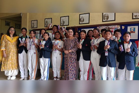 Adding a creative dimension to the day, Fevicryl hosted a special art and craft competition where students showcased imagination and originality. A movie screening further transported children into a world of wonder, while an ‘Anti-Tobacco’ awareness session for Classes IX to XII reminded them about the importance of healthy choices. The day ended on a warm note as students received gifts as tokens of love.