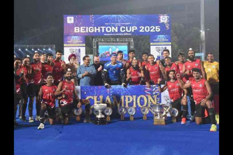 Lothar Matthaus with the winners of the Beighton Cup, Army XI (Red) at the new stadium in Salt Lake last Sunday