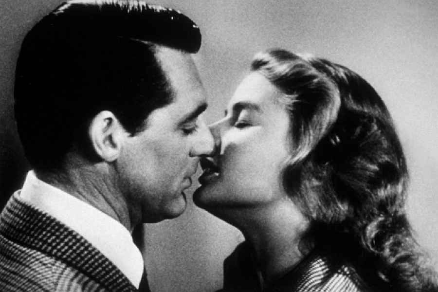 The kiss may date back millions of years but show business took long to shrug off its squeamishness about intimacy. In his 1946 masterpiece Notorious, Alfred Hitchcock got around the censors, which severely restricted “scenes of passion”, by breaking one long kiss between Cary Grant and Ingrid Bergman into a string of short ones interrupted with conversation. They talk over dinner plans, they touch faces and ears, then stay glued to one another as they cross the room to answer the telephone. They never kiss for more than a few seconds, but Hitchcock managed a three-minute scene that was as much sensual as restrained.
