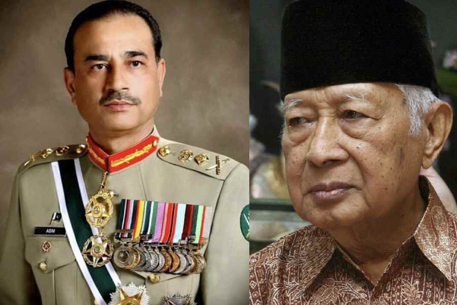 Field Marshal Asim Munir of Pakistan (left) and the former president of Indonesia, Suharto