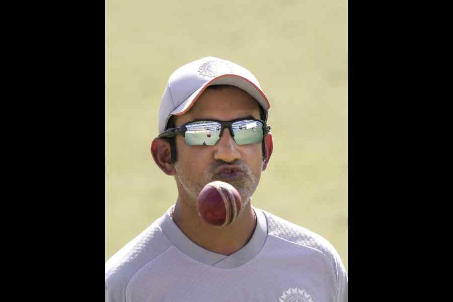 India's head coach Gautam Gambhir at the Barsapara Cricket Stadium in Guwahati on Thursday. 