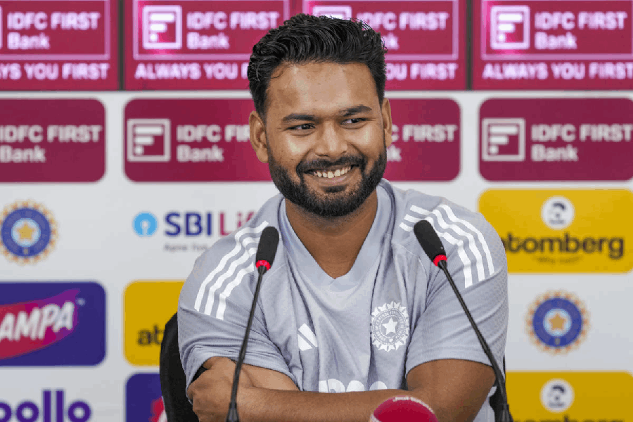 India's captain Rishabh Pant addresses a press conference ahead of the second Test cricket match between India and South Africa, at ACA Stadium, Barsapara in Guwahati, Friday, Nov. 21, 2025.