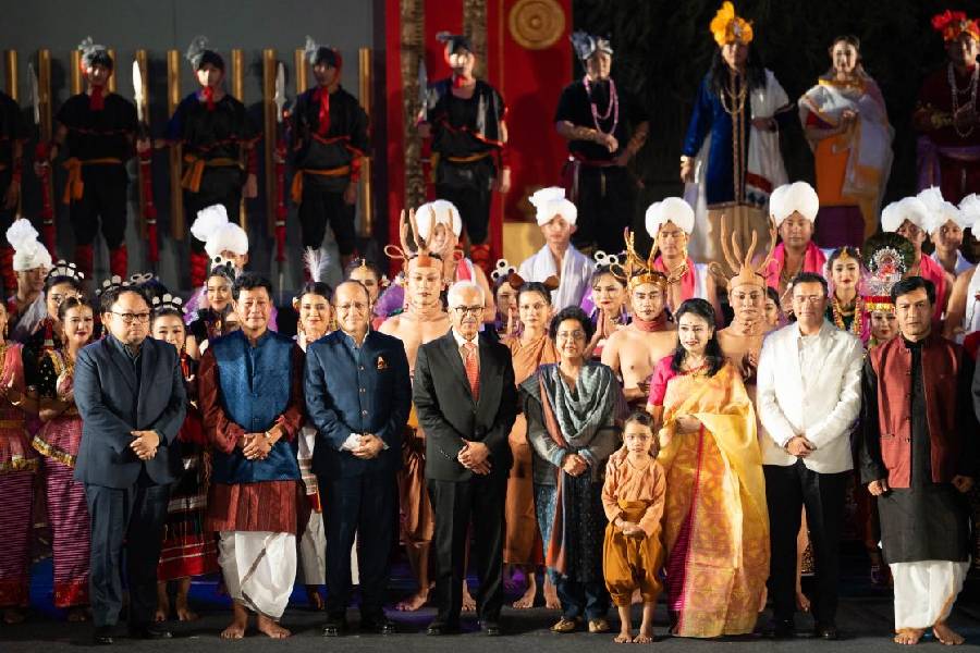 Officials during the inauguration of the Sangai Festival in Manipur’s Imphal on Friday