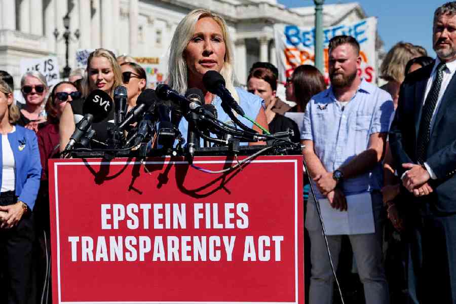 U.S. Representative Marjorie Taylor Greene speaks in Washington, D.C.