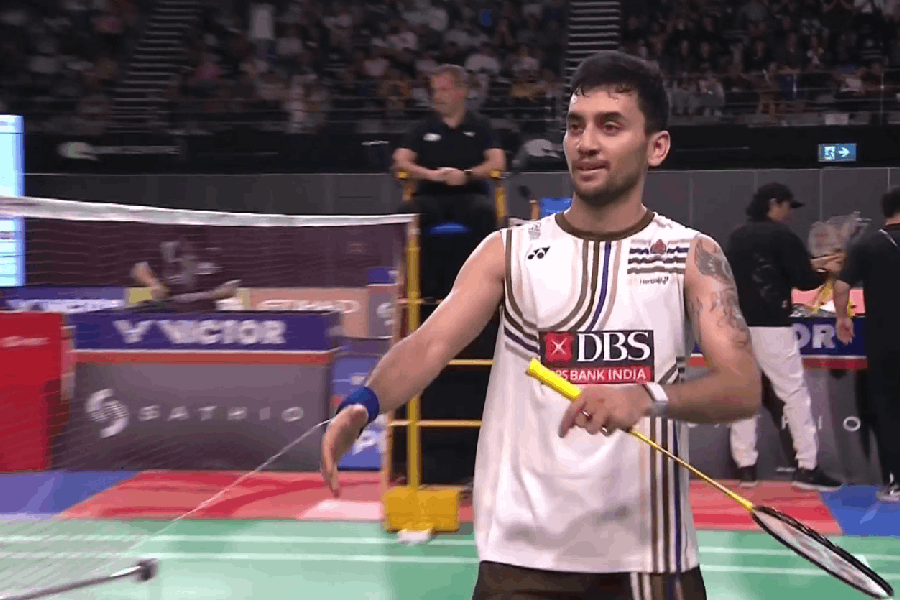 Lakshya Sen reacts after his win against Chou Tien Chen in Australian Open Super 500 tournament, 22nd November, 2025.