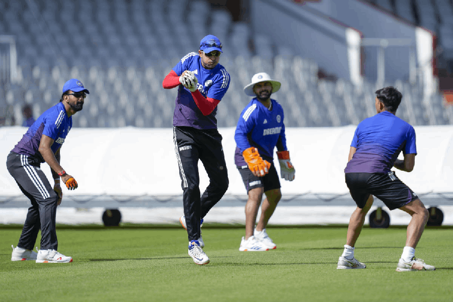 Shubman Gill, KL Rahul, Rishabh Pant and Yashasvi Jaiswal during a practice session.