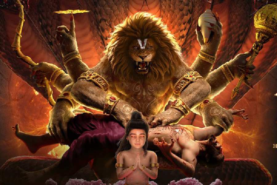 A still from \\\'Mahavatar Narsimha\\\'