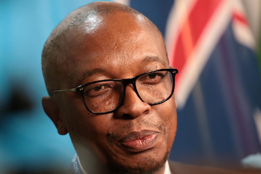 South African Minister of Trade, Industry and Competition, Parks Tau speaks to members of the media, on the second day of the G20 Leaders' Summit in Johannesburg, South Africa, November 23, 2025.