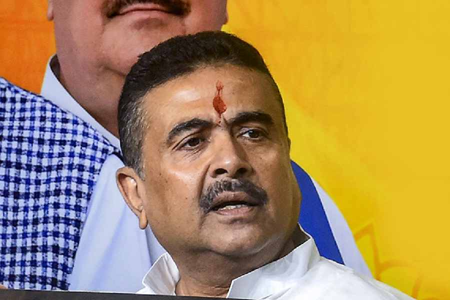 Kolkata: LoP in the West Bengal Assembly and BJP leader Suvendu Adhikari during a press conference, in Kolkata