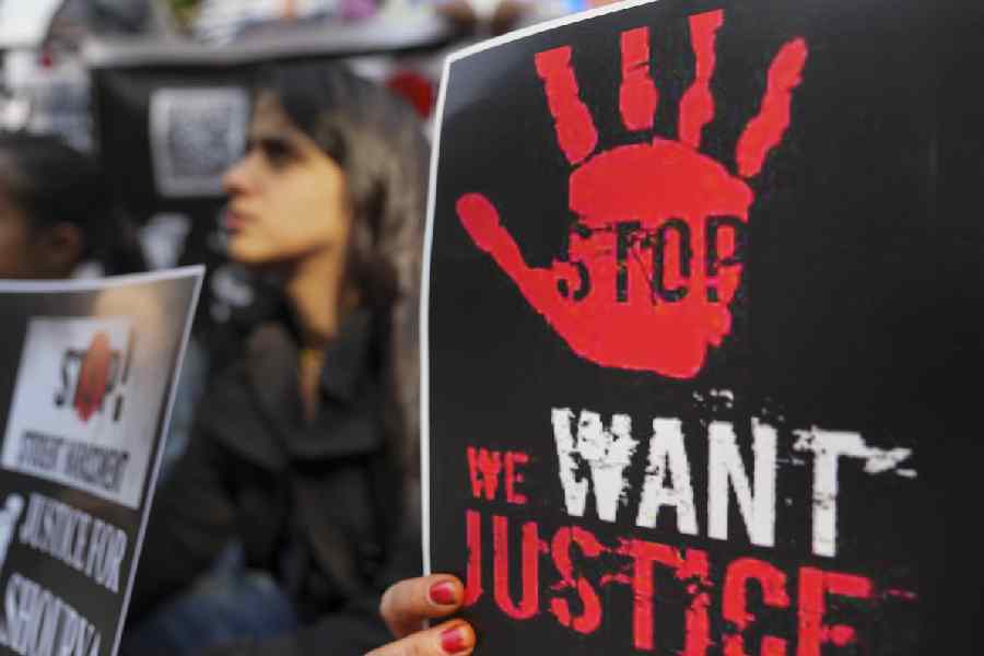 A school student participates in the protest