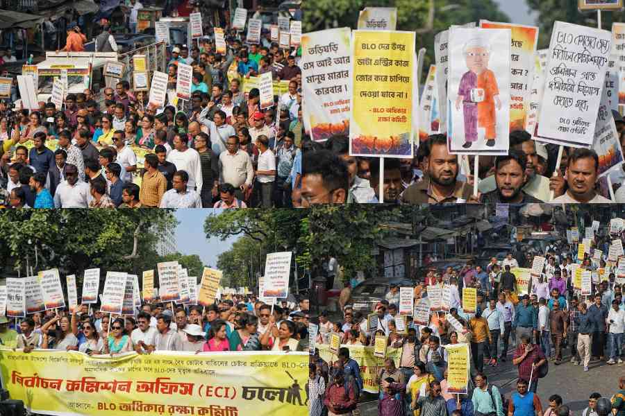 BLOs hit streets of Kolkata in protest against SIR stress