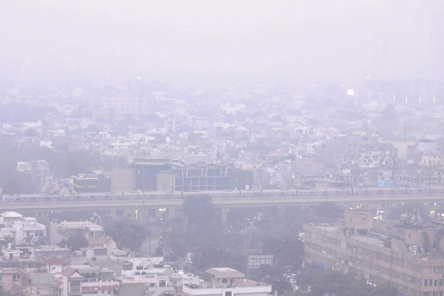 A layer of smog engulfs the city amid deterioration in the air quality in Noida.