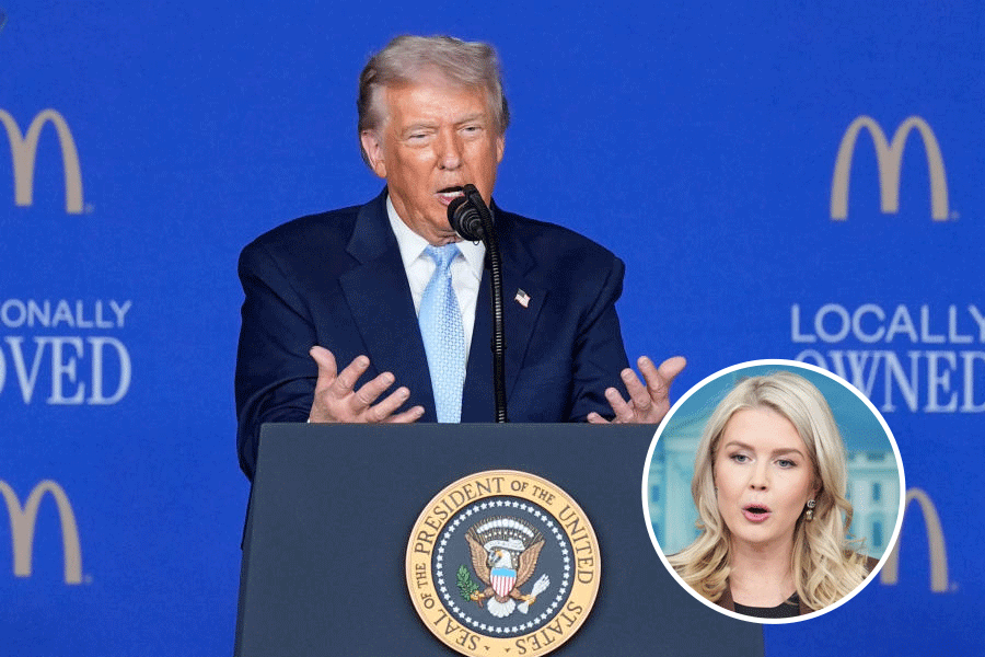 Donald Trump and Karoline Leavitt (inset)