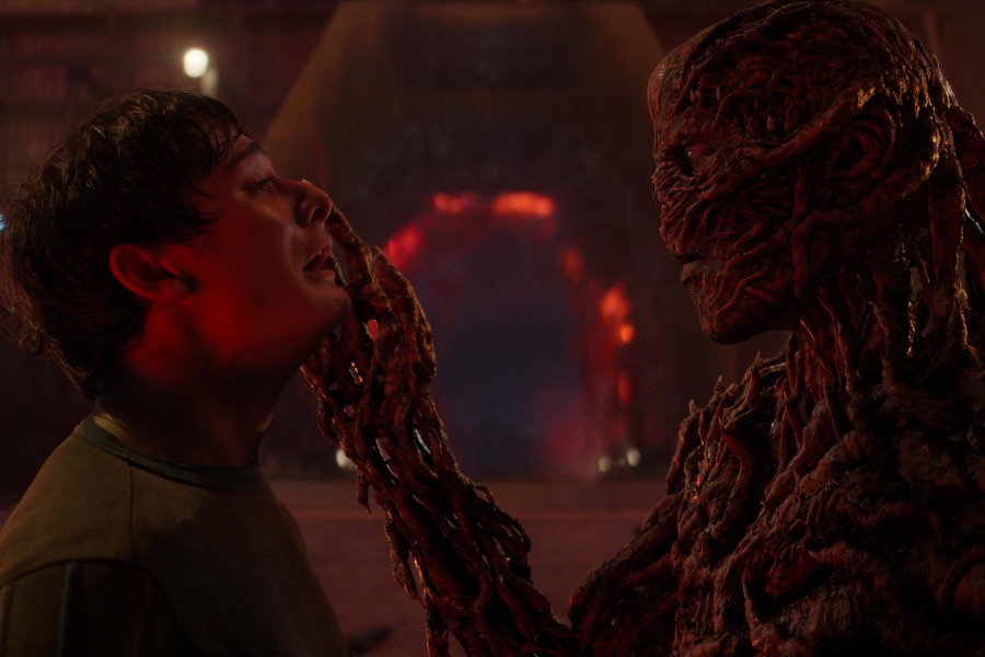 A still of Noah Schnapp and Jamie Campbell Bower as Will Byers and Vecna, respectively