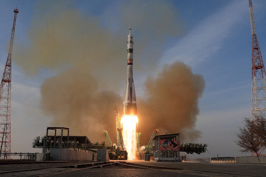 A Soyuz MS-28 spacecraft launches for an expedition to the International Space Station (ISS) from the Baikonur Cosmodrome, Kazakhstan November 27, 2025.