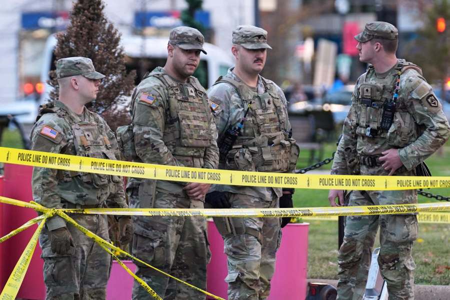 National Guard are seen after reports of two National Guard soldiers shot near the White House in Washington, Wednesday, Nov. 26, 2025.