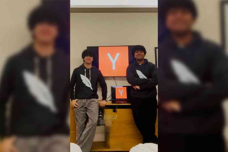 Ishaan Gangwani (left) and Aayam Bansal, co-founders of InkVell, at a hotel in Bangalore last week