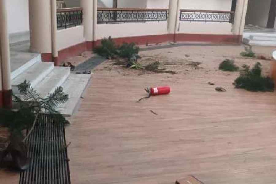 A vandalised section of the Bodo secretariat on Saturday