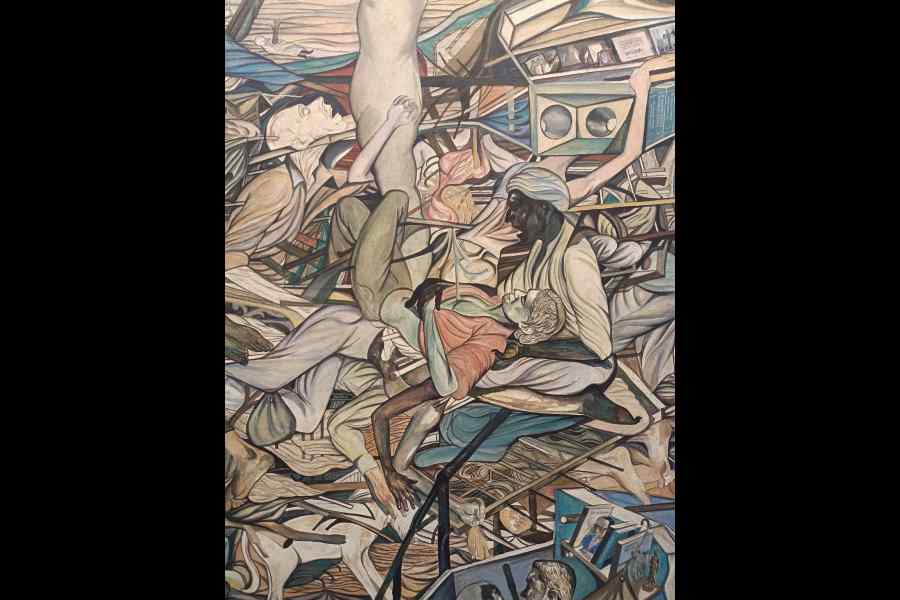 BEDAZZLED: (Left) This Tyeb Mehta painting sold for ₹61.8 crore; (right) a Vikrant Bhise with its distinctive blues.