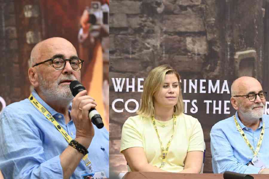 Michal Kwiecinski, director of the film Chopin Chopin, screened at the 31st Kolkata International Film Festival. Magdalena Pietrowska and Michal Kwiecinski