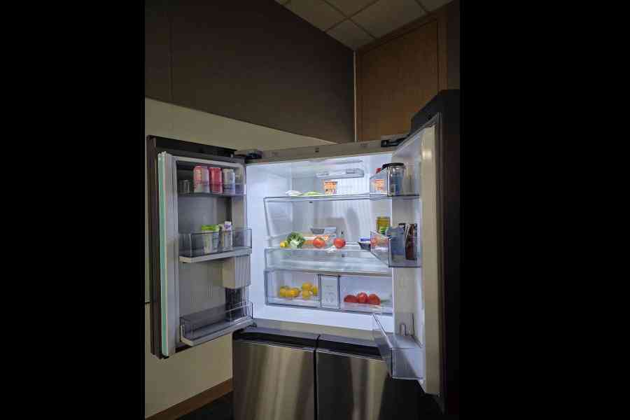 There is a camera inside the refrigerator to track what's stored inside