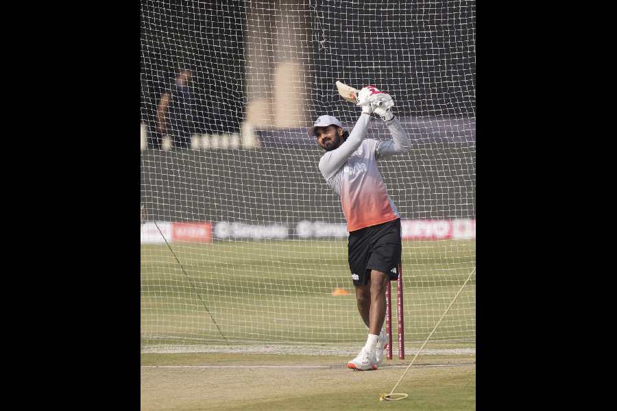 KL Rahul at nets in Ranchi on Saturday.