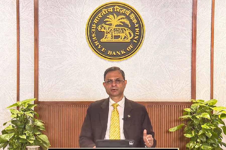 In this screengrab received on Oct. 1, 2025, Reserve Bank of India Governor Sanjay Malhotra speaks on Monetary Policy Statement, in New Delhi.